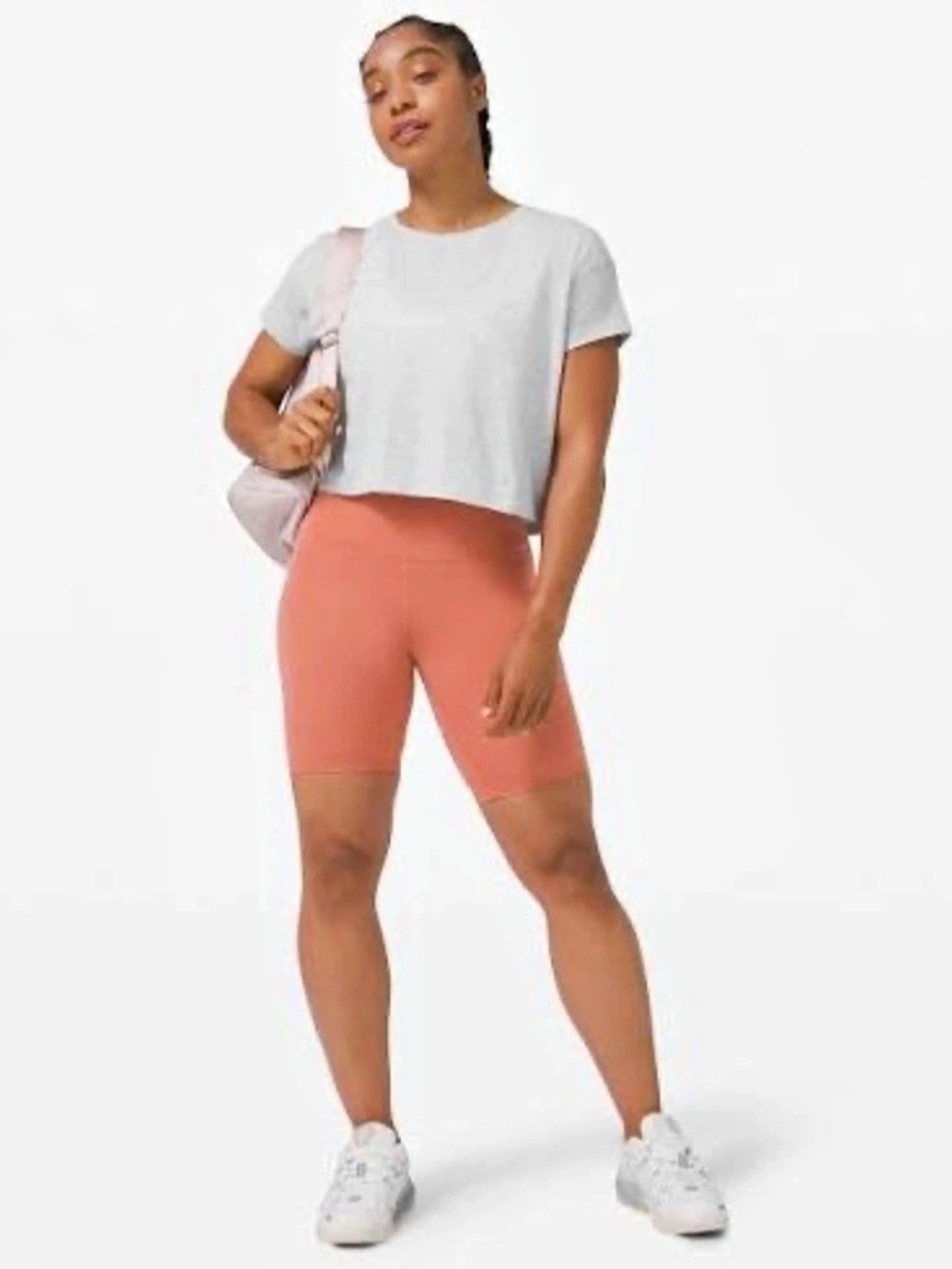 Lululemon Cates Tee Cropped Short Sleeve Heathered Core Ultra Light Grey, size 6